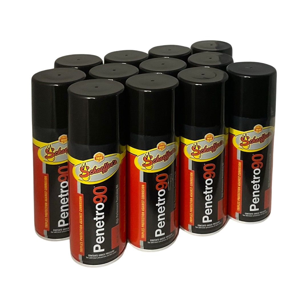 Schaeffer's 0190 - 12 Pack Penetro 90 High Performance Penetrating Oil aerosol - 13 oz. ea.