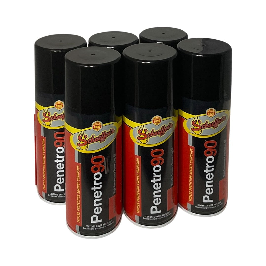 Schaeffer's 0190 - 6 Pack Penetro 90 High Performance Penetrating Oil aerosol - 13 oz. ea.