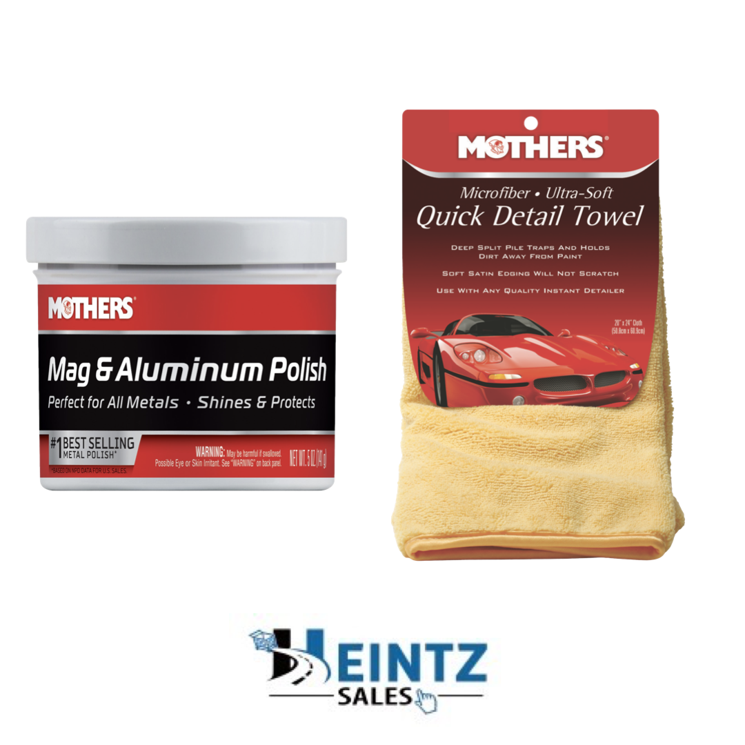 MOTHERS 05100/155600 Mag & Aluminum Polish-Shines &Protects W/Quick Detail Towel