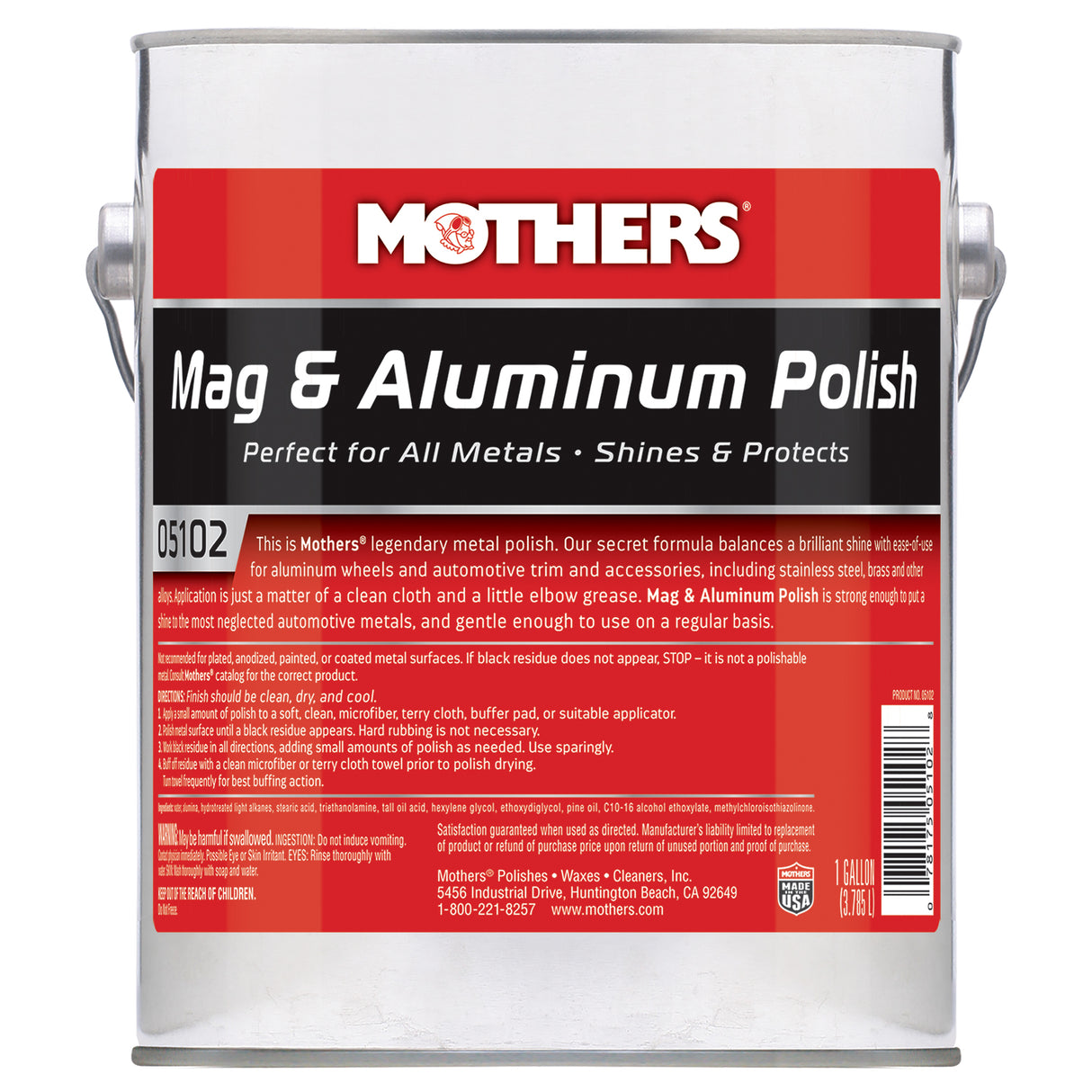 MOTHERS 05102 Mag & Aluminum Polish - Shines & Protects - Brass - 1 GALLON