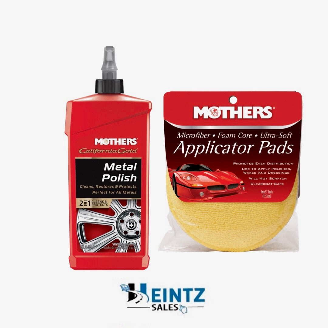 Mothers 05112/156500 California Gold Metal Polish W/ Microfiber Applicator Pads