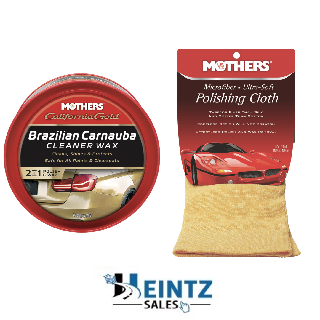 MOTHERS 05500+155200 Brazilian Carnauba Cleaner Wax W/Microfiber Polishing Cloth