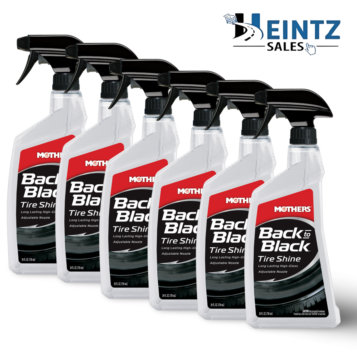 MOTHERS 06924 Back-to-Black Tire Shine 6 PACK - High-Gloss - Long-lasting - 24 oz.