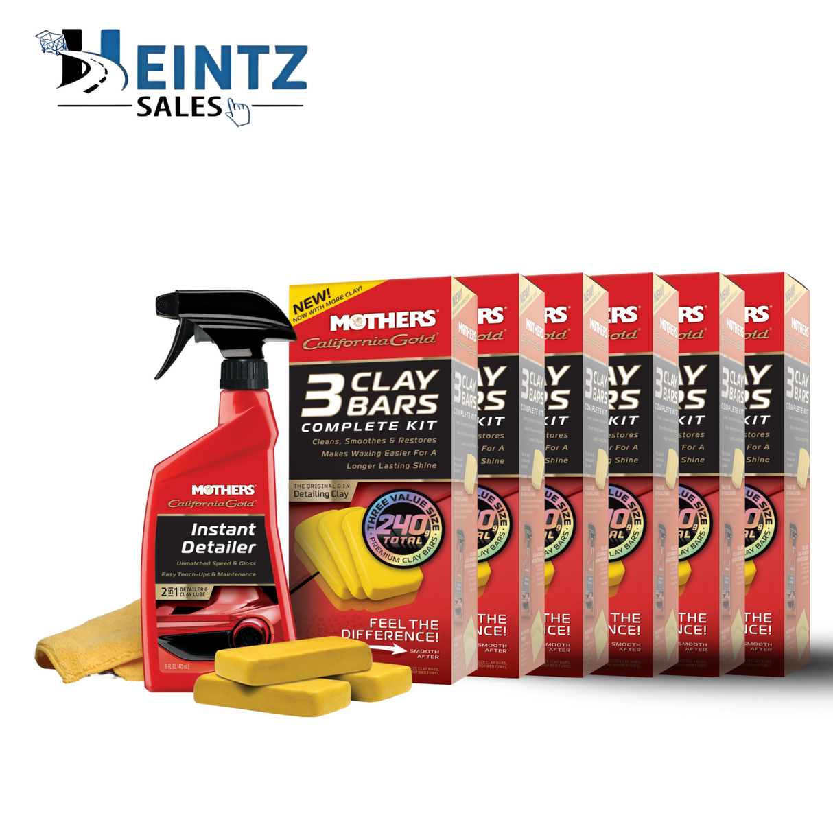 MOTHERS 07240 California Gold Clay Kit 6 PACK - Smoothes & Restores - 2-100g Clay Bars