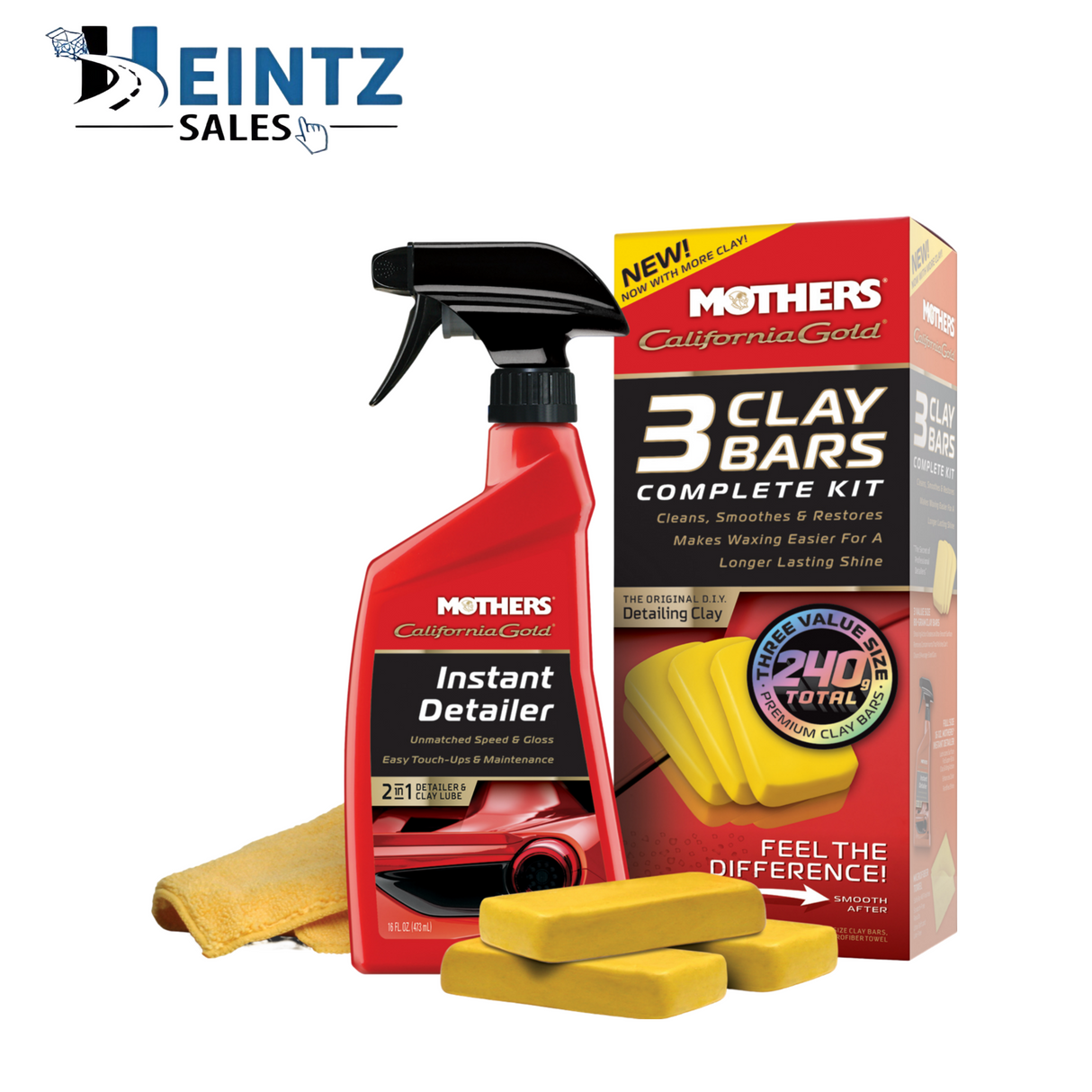 MOTHERS 07240 California Gold Clay Kit - Smoothes & Restores - 2-100g Clay Bars