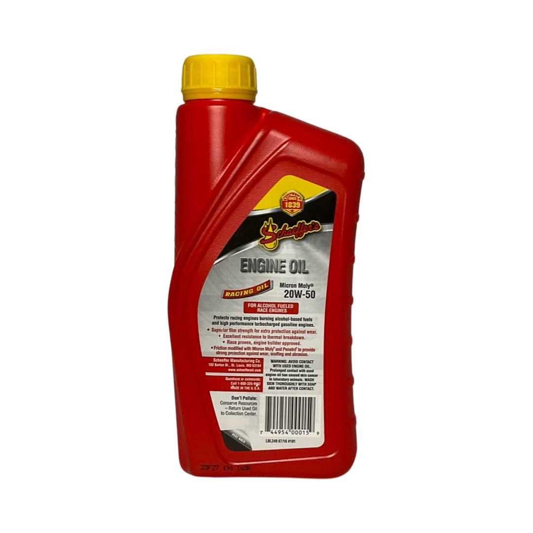 Schaeffer's 0191-012S Micron Moly Racing Oil 20W-50 Extra Zinc - 1 qt.