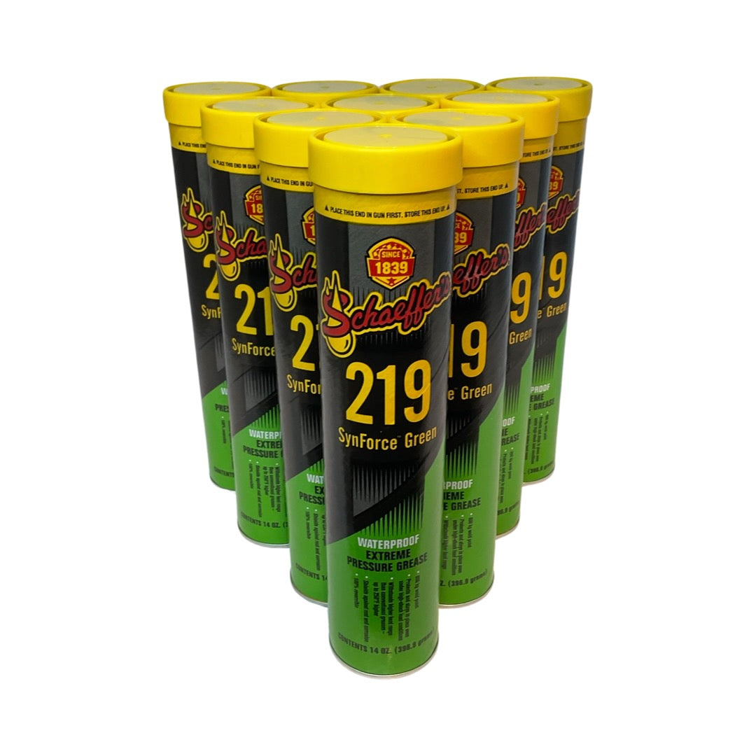 Schaeffer's 219 Case Synforce Green Waterproof Grease Synthetic Wheel Bearing 10 Pack