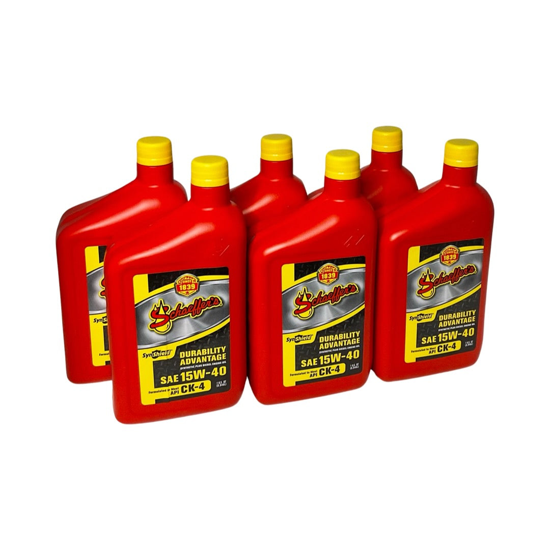 Schaeffer's 0700-012 - 6 Pack SynShield Durability Advantage 15W-40 Diesel Engine Oil - 1 qt. ea.