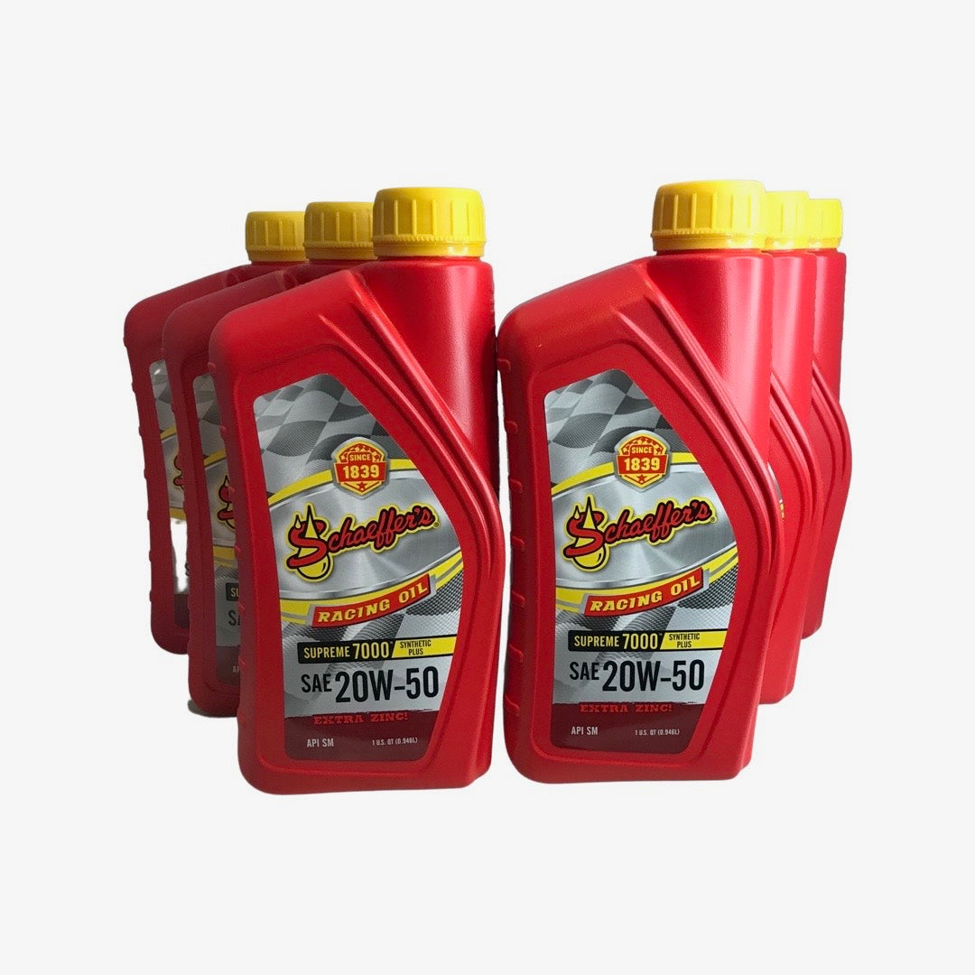Schaeffer's 705 - 6 Pack Supreme 7000™ Synthetic Plus Racing Oil 20W-50 - 1 qt. ea.