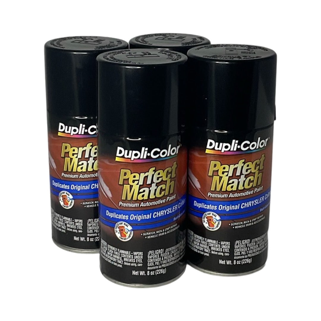 Dupli-Color BCC0427 - 4 Pack Chrysler Brilliant Black Pearl Perfect Match Automotive Spray Paint - 8 oz. ea.