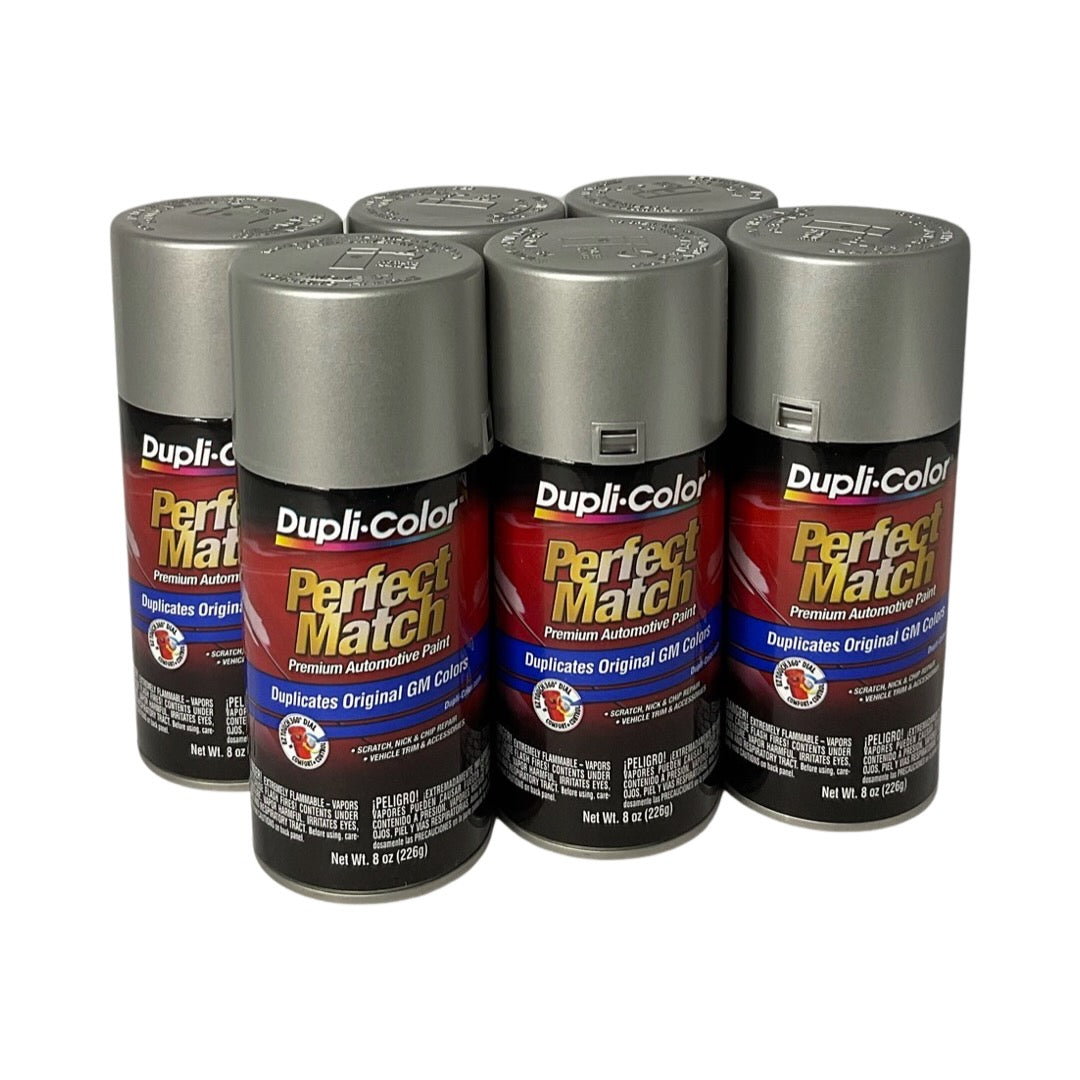 Dupli-Color BGM0528 - 6 Pack GM Fine Silver Birch Metallic Perfect Match Automotive Spray Paint - 8 oz. ea.