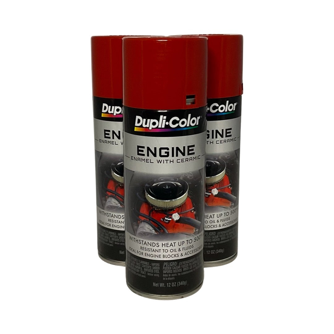 Duplicolor DE1605 - 3 Pack Ford Red Engine Enamel Paint With Ceramic - 12 oz. ea.