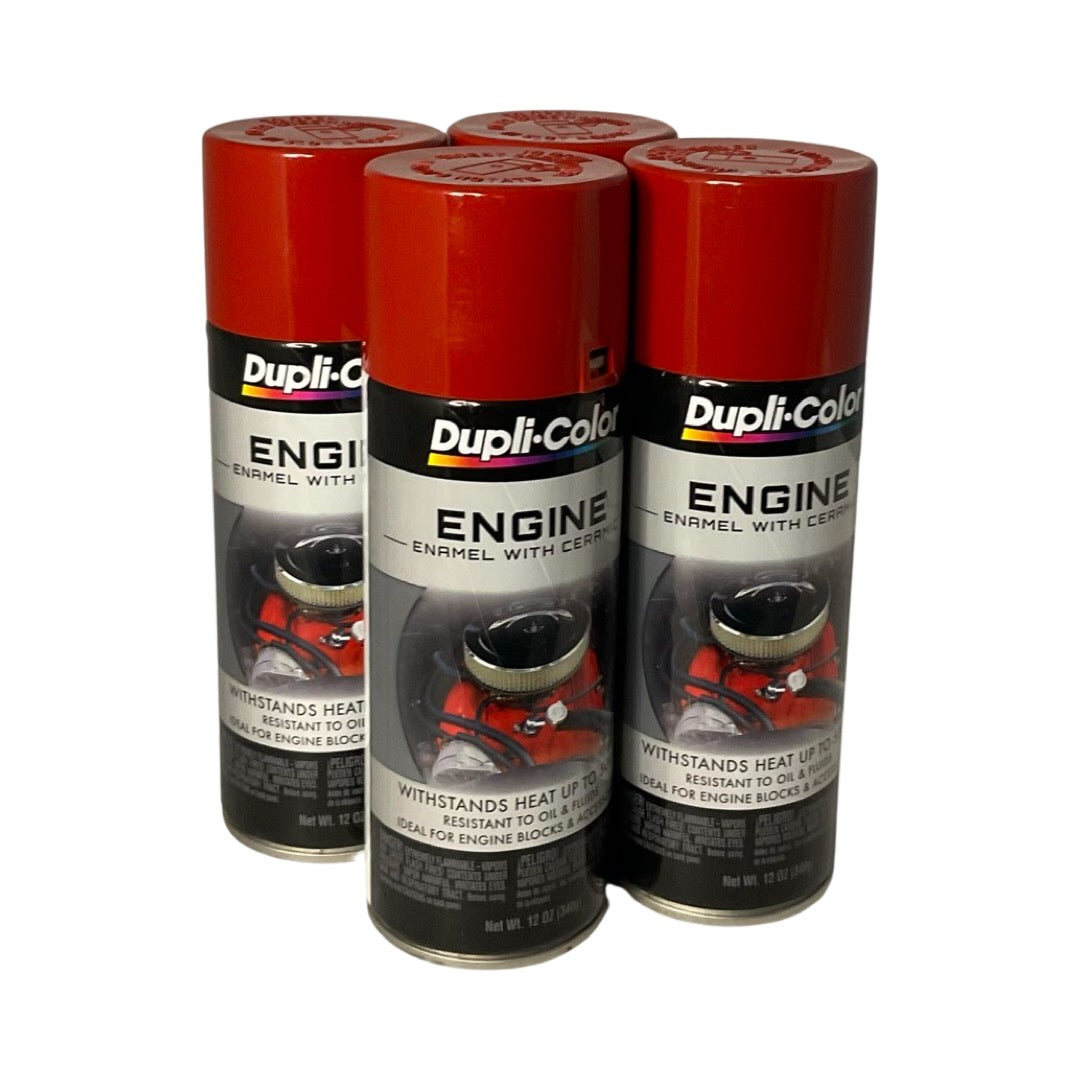 Duplicolor DE1605 - 4 Pack Ford Red Engine Enamel Paint With Ceramic - 12 oz. ea.