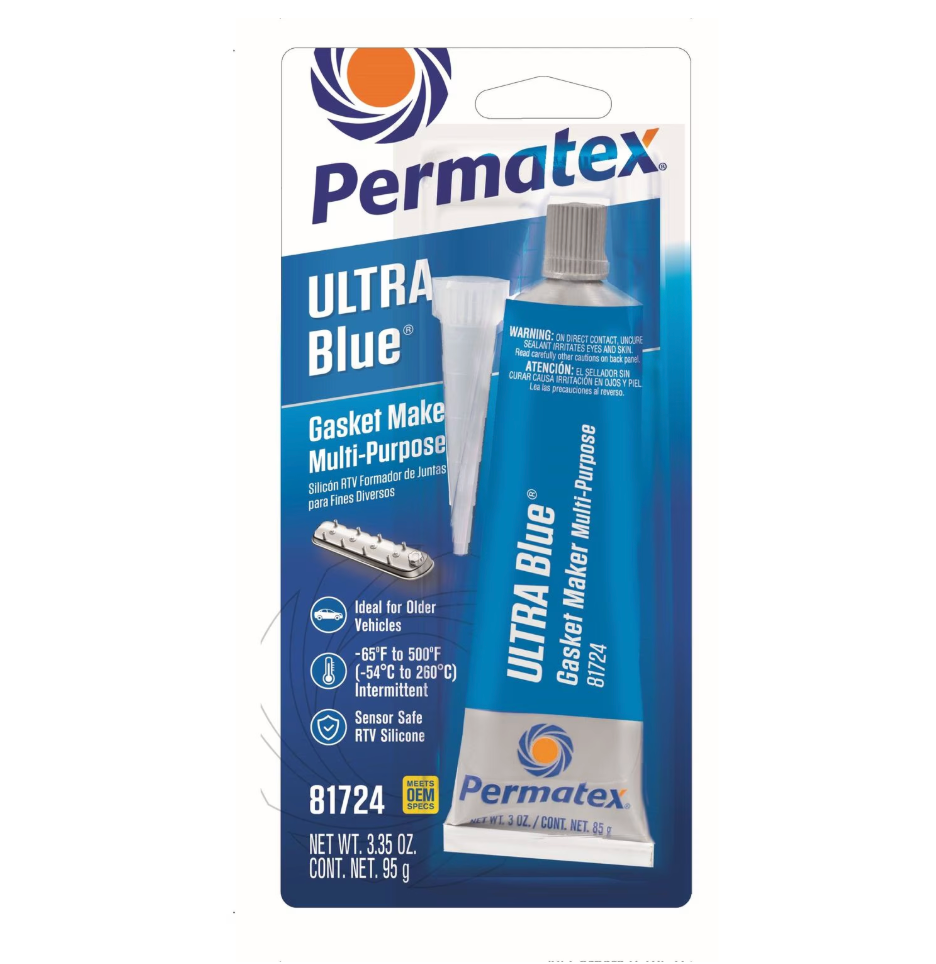 Permatex 81724 Blue RTV Silicone Gasket Maker 3 oz Tube Case of 12 Oil Resistant