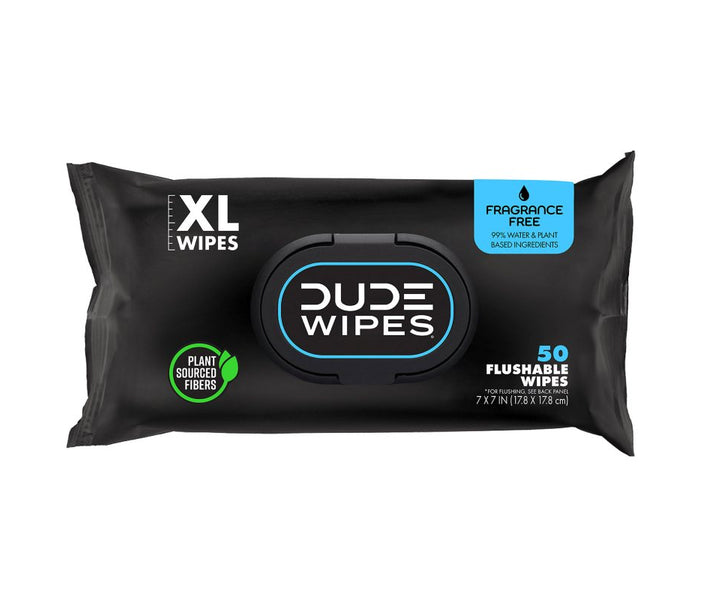 Dude Wipes XL Flushable Wipes, Fragrance Free, 1 ct., 50 wipes