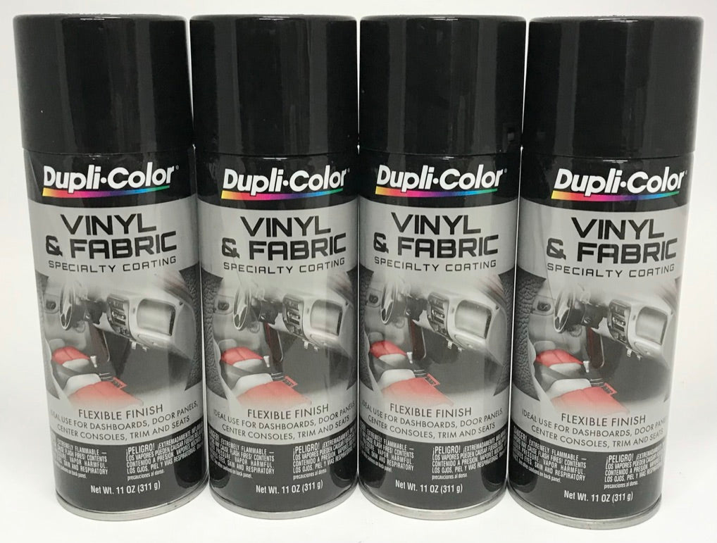 Duplicolor HVP104 - 4 Pack Vinyl & Fabric Spray Paint Gloss Black - 11 oz