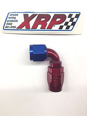 XRP 209008 Double Swivel Aluminum Hose End-8/8AN 90° Fuel/Water/Oil line fitting