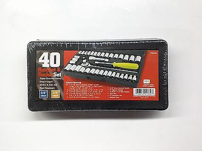 GreatNeck 40pc Ratchet & Socket Set-Triple Chrome plated Metric & SAE Set-#PSO40