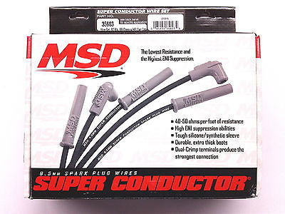 MSD 35603 BB Chevy w/ HEI Tower Cap Spark Plug Wires-Super Conductor 8.5mm-BLACK