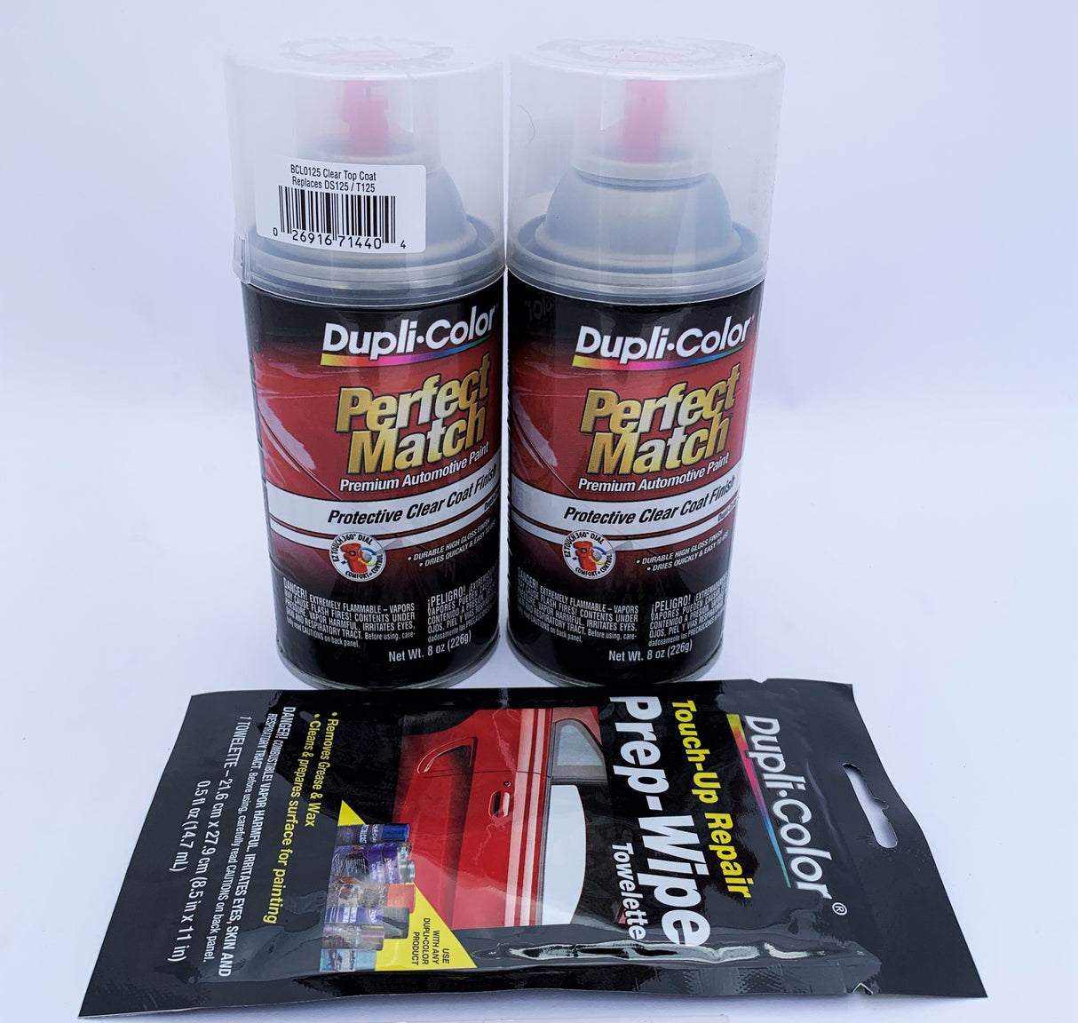 Dupli-Color Clear Perfect Match Automotive Top Coat - 8 oz, Bundles with Prep Wipe (3 Items)