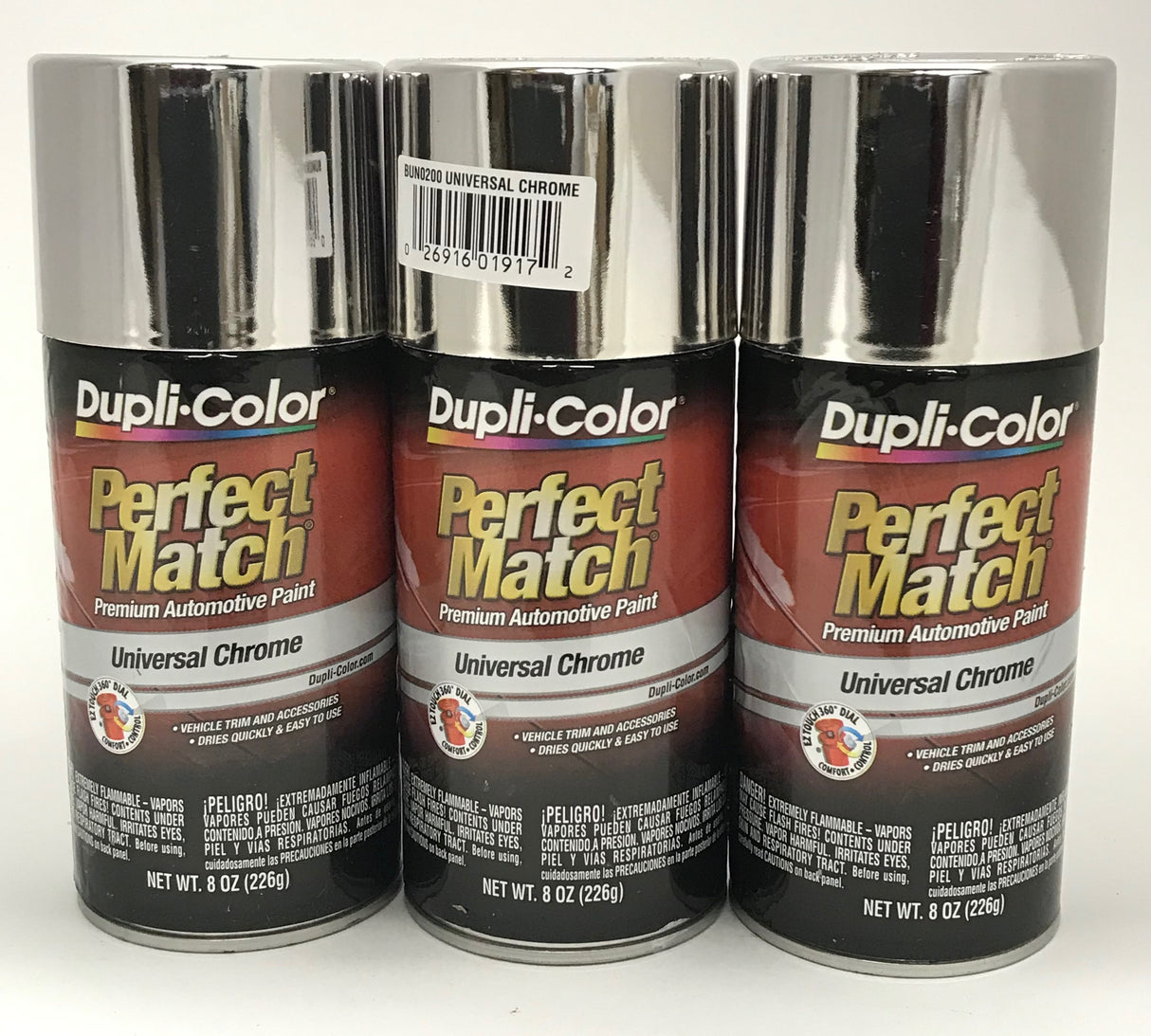 Duplicolor BUN0200-3 PACK Perfect Match Universal Chrome Automotive Paint - 8oz