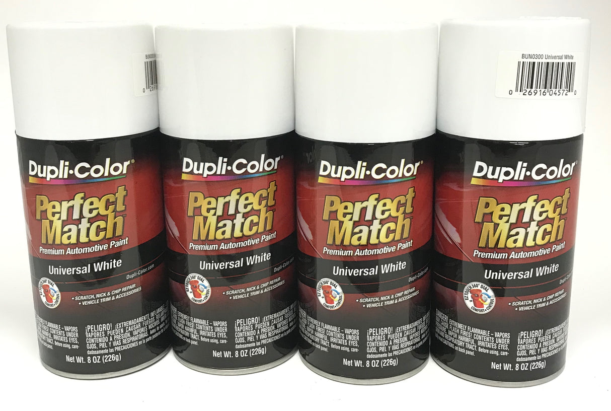 Duplicolor BUN0300-4 PACK Perfect Match Universal White Automotive Paint - 8oz