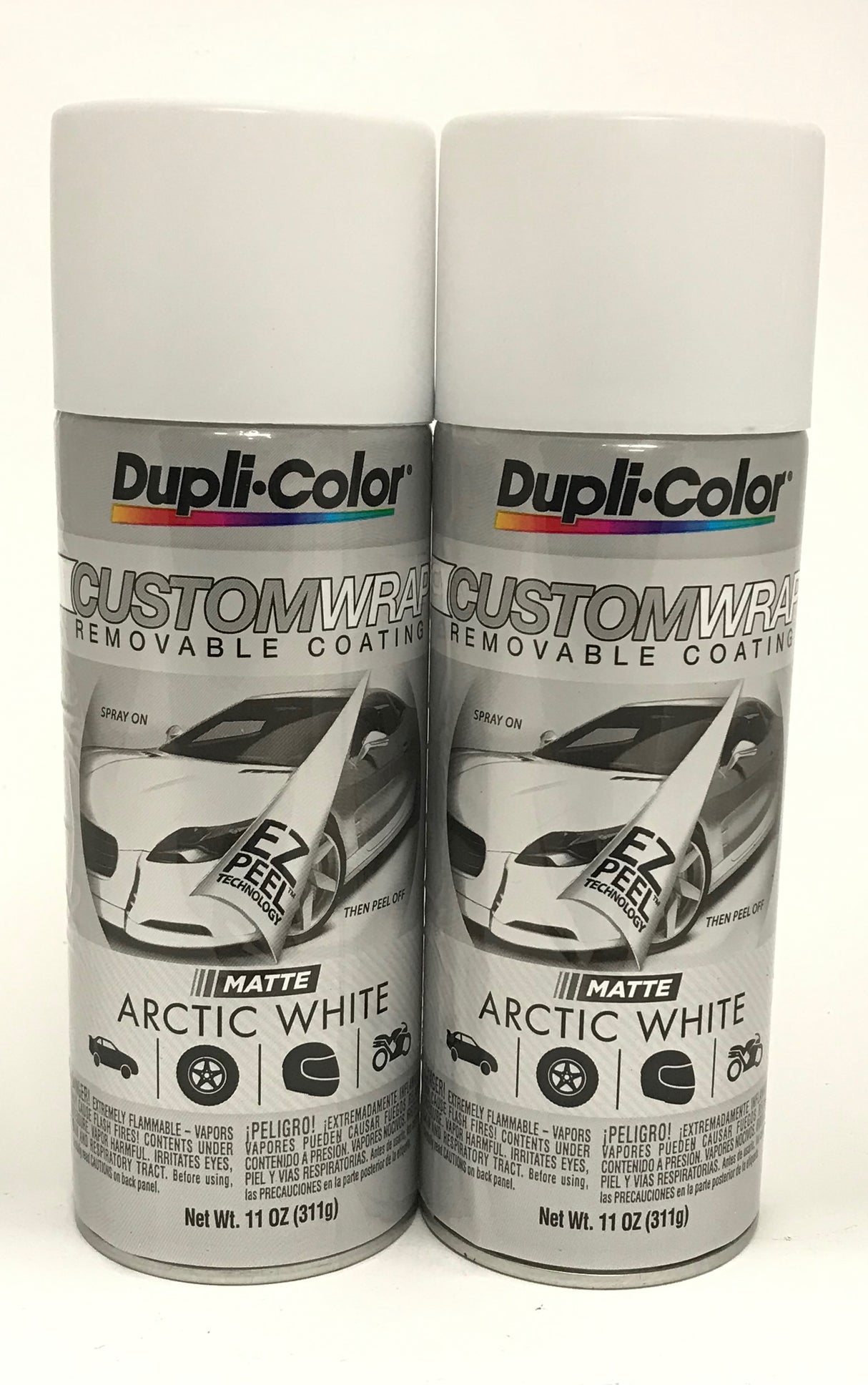 Duplicolor CWRC798 - 2 Pack Custom Wrap Removable Paint Matte Arctic White - 11oz