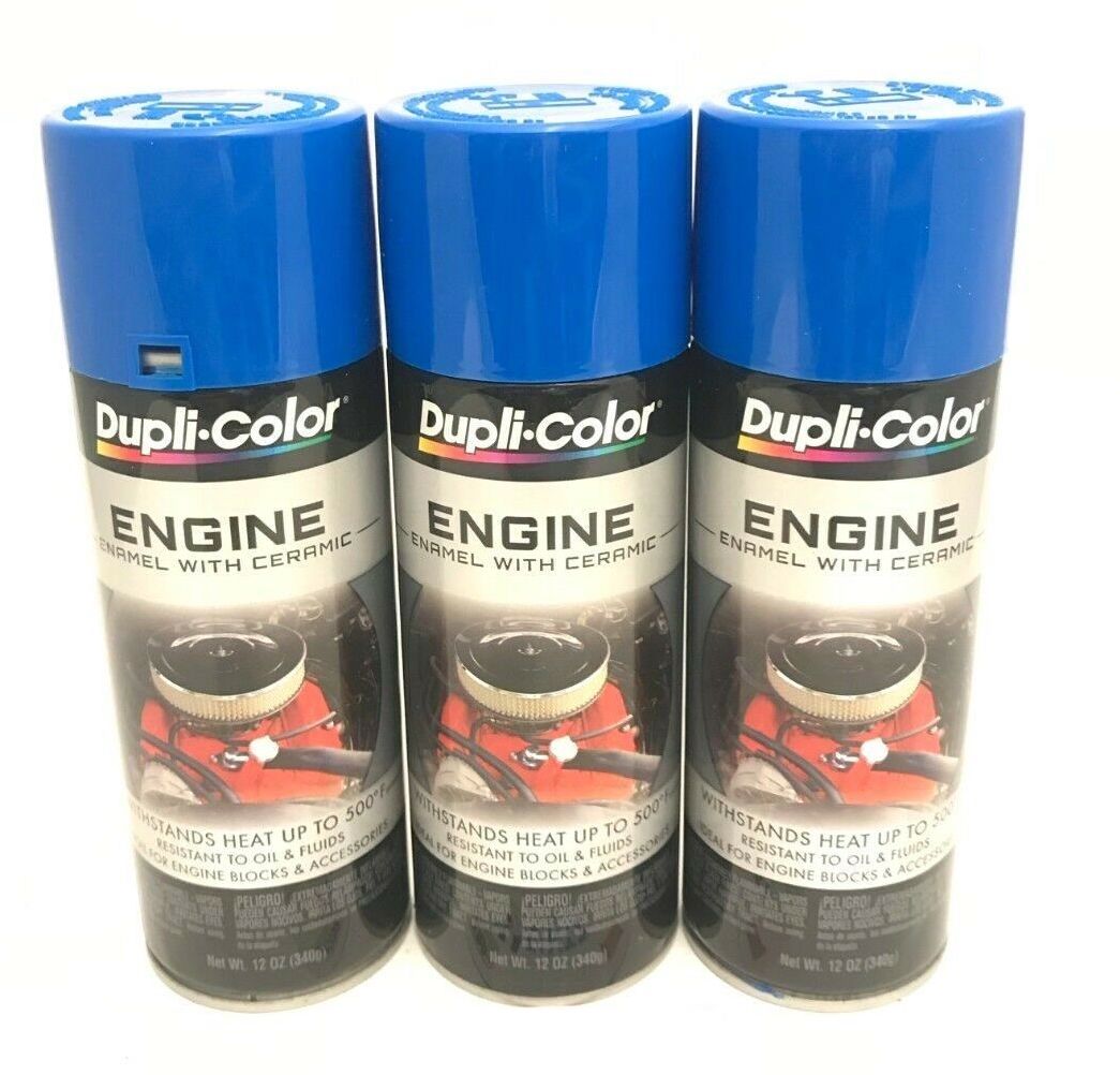 Duplicolor DE1601 - 3 Pack Engine Enamel Paint with Ceramic Ford Blue - 12 oz