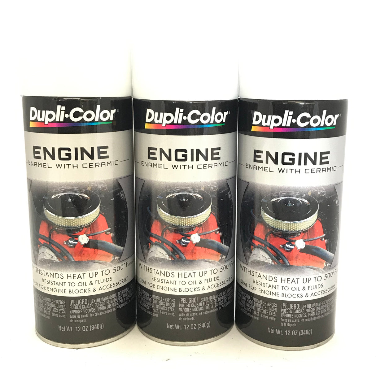 Duplicolor DE1602 - 3 Pack Engine Enamel Paint with Ceramic Universal White - 12 oz