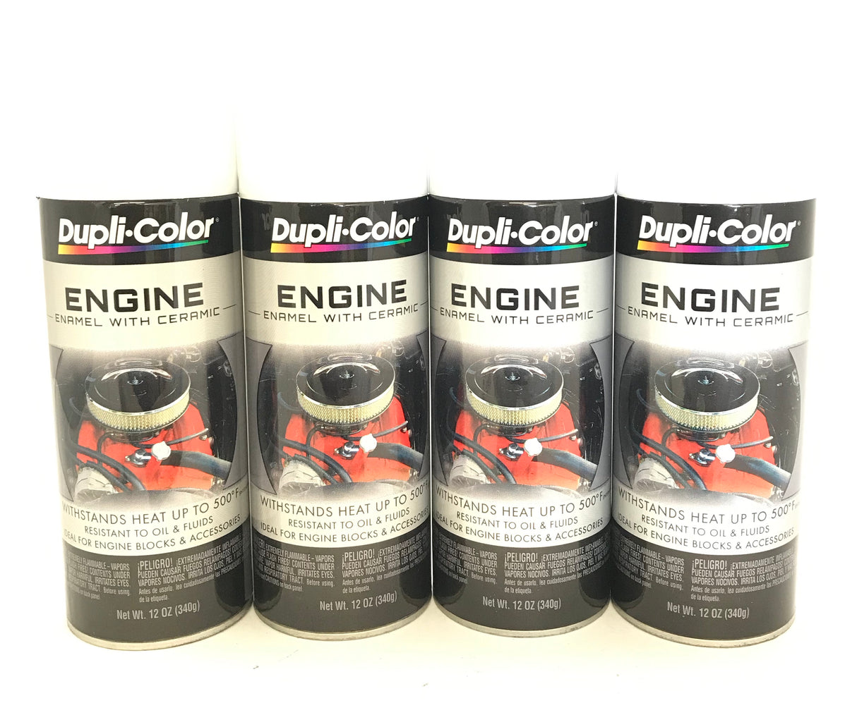 Duplicolor DE1602 - 4 Pack Engine Enamel Paint with Ceramic Universal White - 12 oz