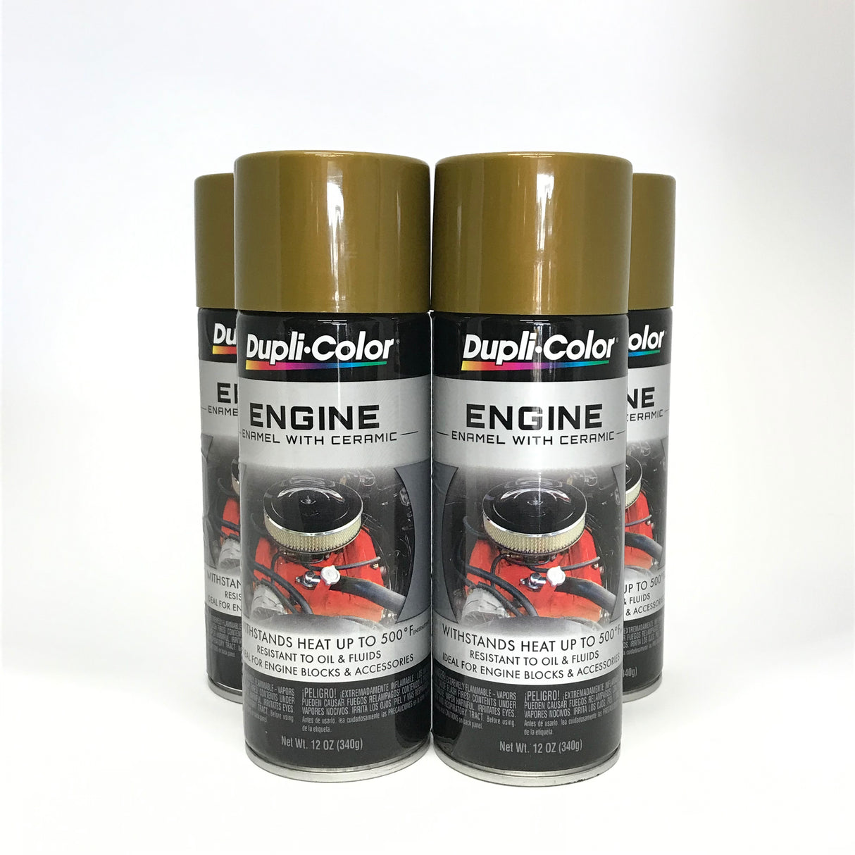 Duplicolor DE1604 - 4 Pack Engine Enamel Paint with Ceramic Universal Gold- 12 oz