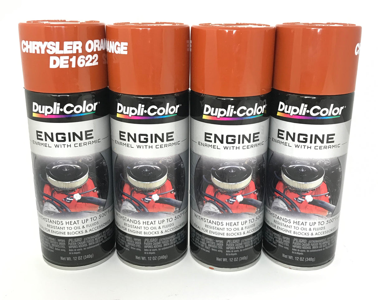 Duplicolor DE1622-4 PACK CHRYSLER ORANGE Engine Enamel Paint with Ceramic - 12 oz Aerosol