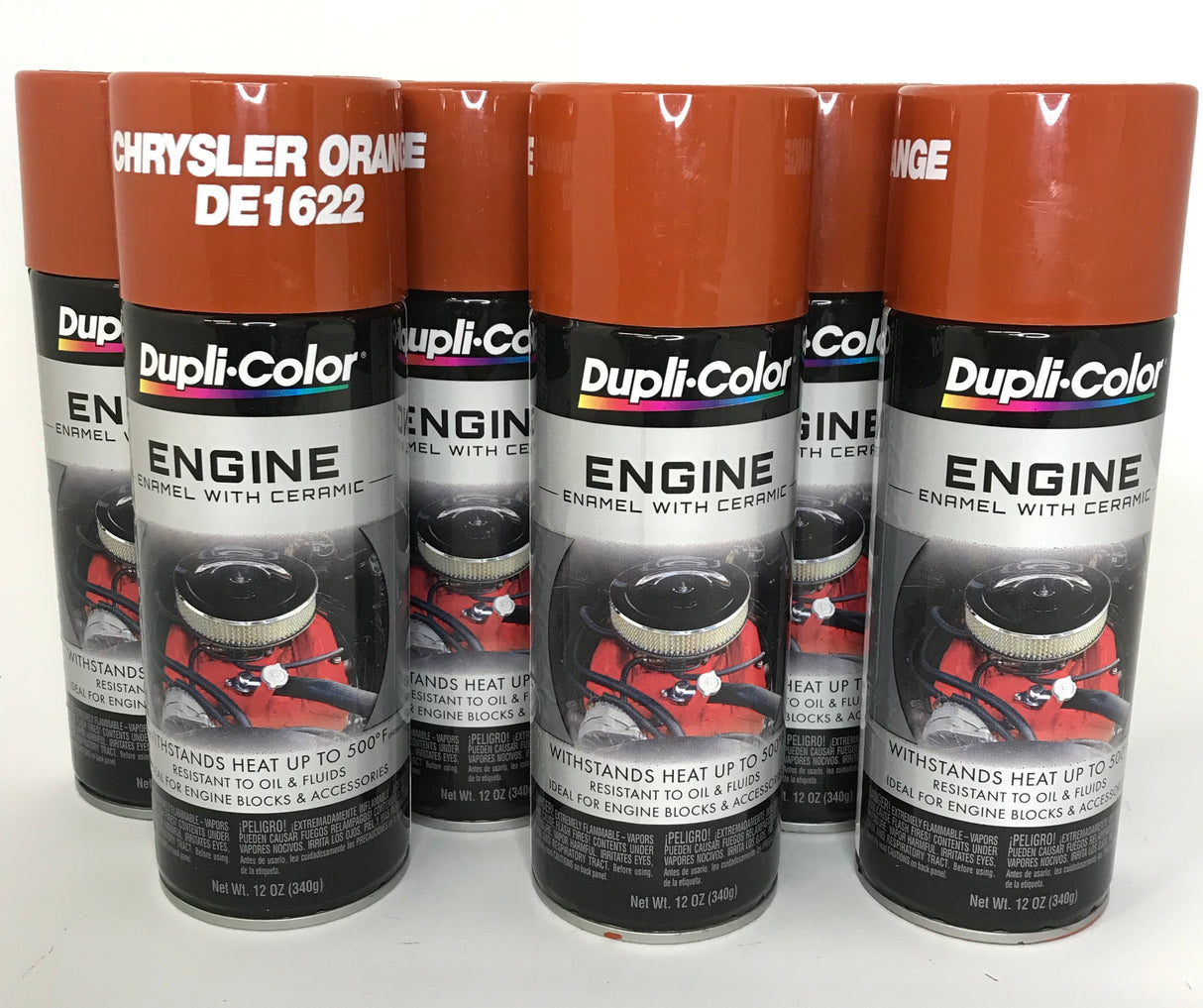 Duplicolor DE1622-6 PACK CHRYSLER ORANGE Engine Enamel Paint with Ceramic - 12 oz Aerosol