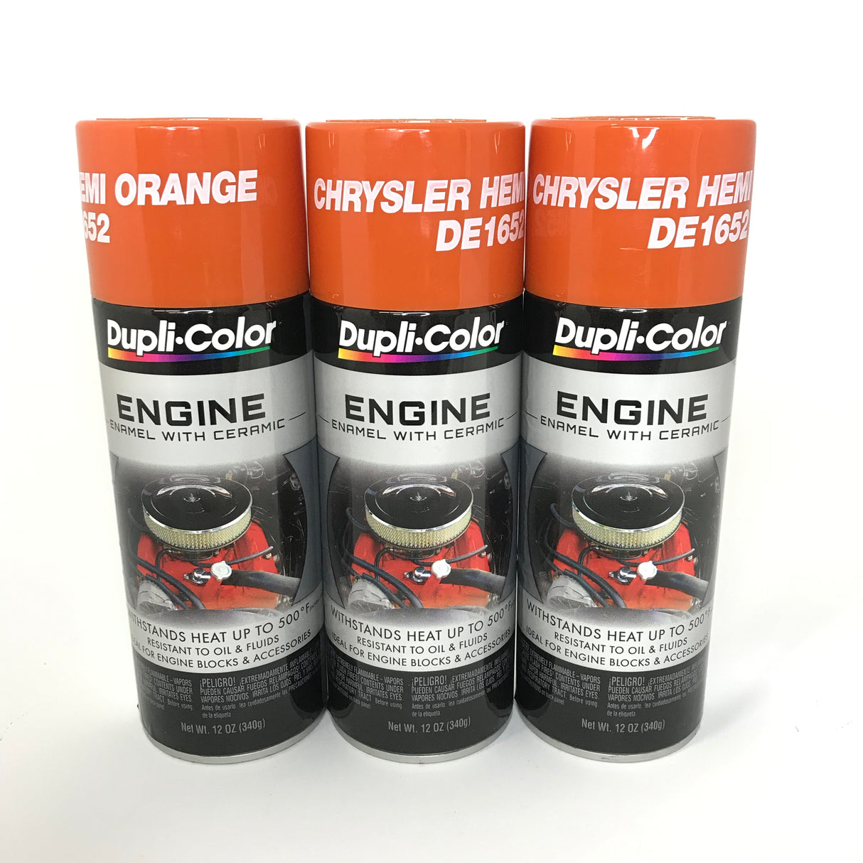 Duplicolor DE1652-3 PACK CHRYSLER HEMI ORANGE Engine Enamel with Ceramic - 12 oz Aerosol Can