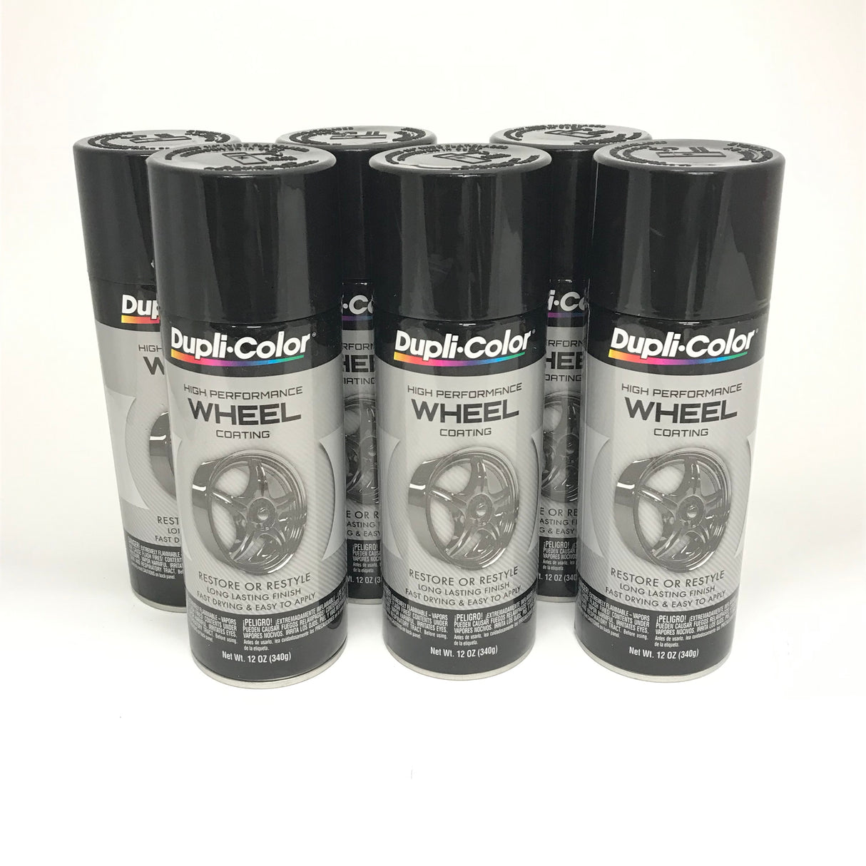 Duplicolor HWP108 - 6 Pack Wheel Coating Spray Paint Gloss Black - 12 oz