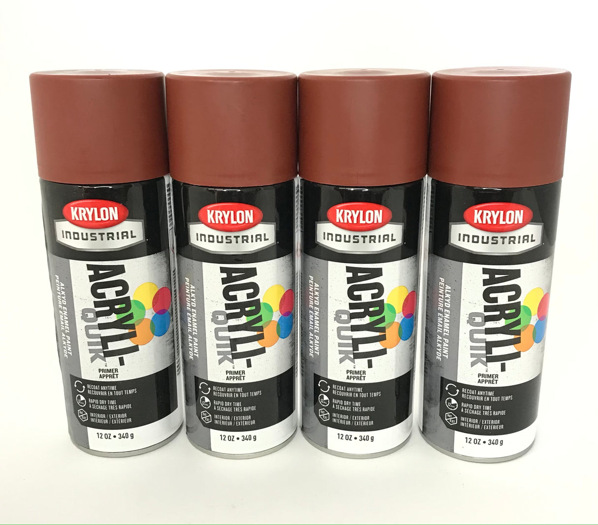 Krylon K01317A07-4 PACK Acryli-Quik RUDDY BROWN Primer - Alkyd Enamel - 12 oz