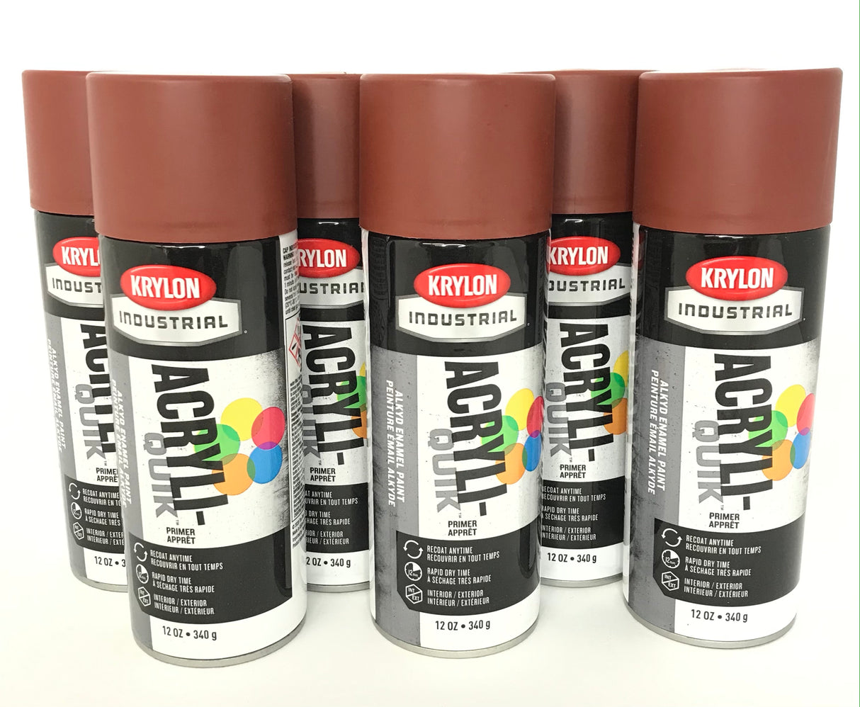 Krylon K01317A07-6 PACK Acryli-Quik RUDDY BROWN Primer - Alkyd Enamel - 12 oz