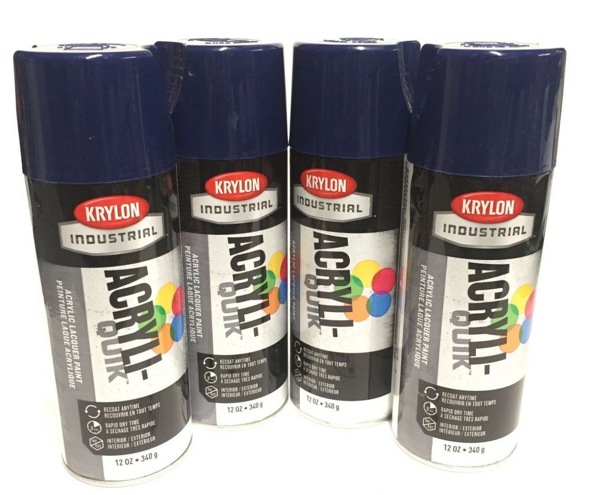 Krylon K01901A07-4 PACK Acryli-Quik REGAL BLUE Acrylic Lacquer Paint - Recoat - Interior - Exterior - 12 oz