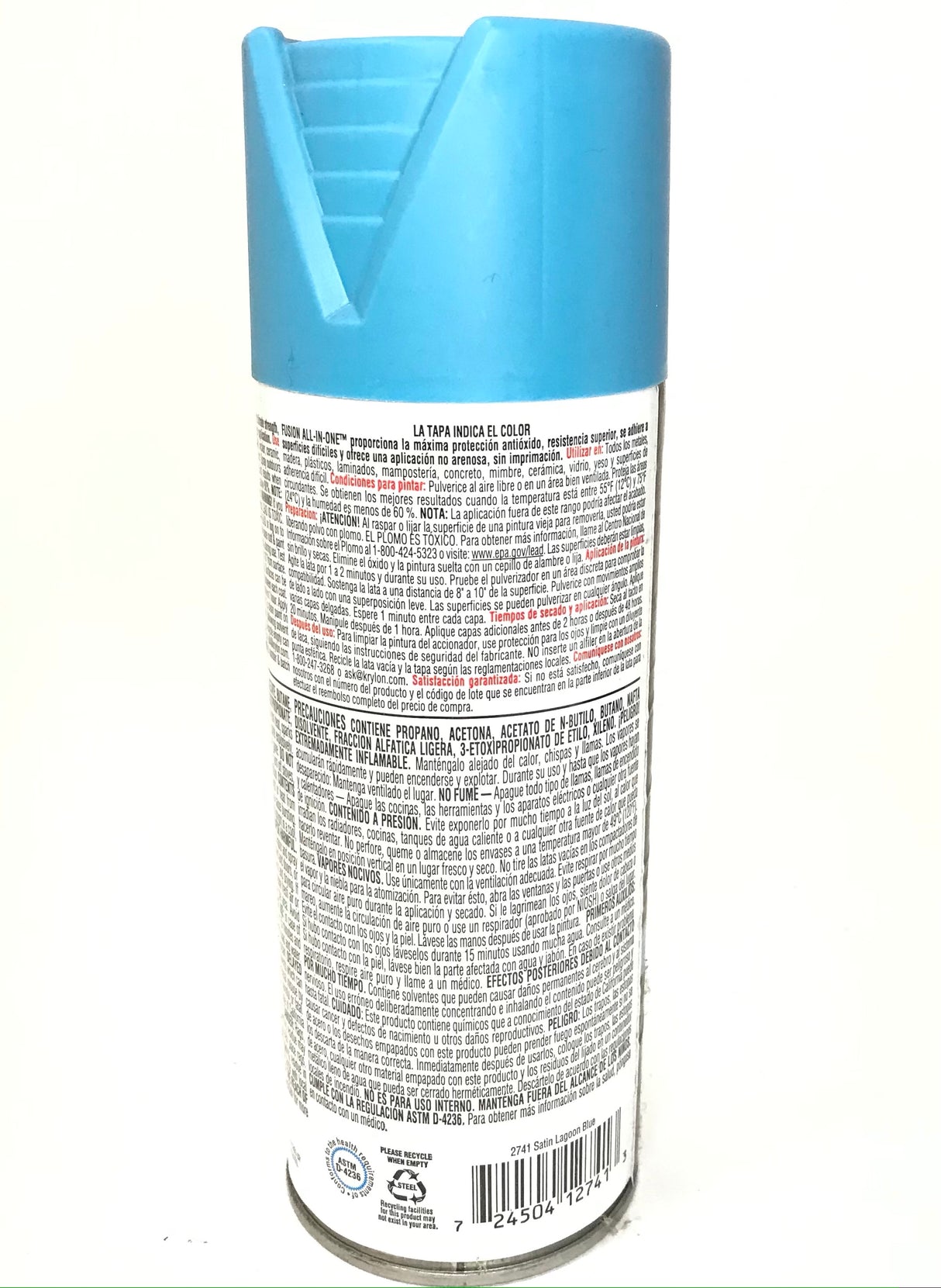 KRYLON 2741 SATIN LAGOON BLUE All-In-One Fusion Paint & Primer - No-Peel - 12 oz Aerosol