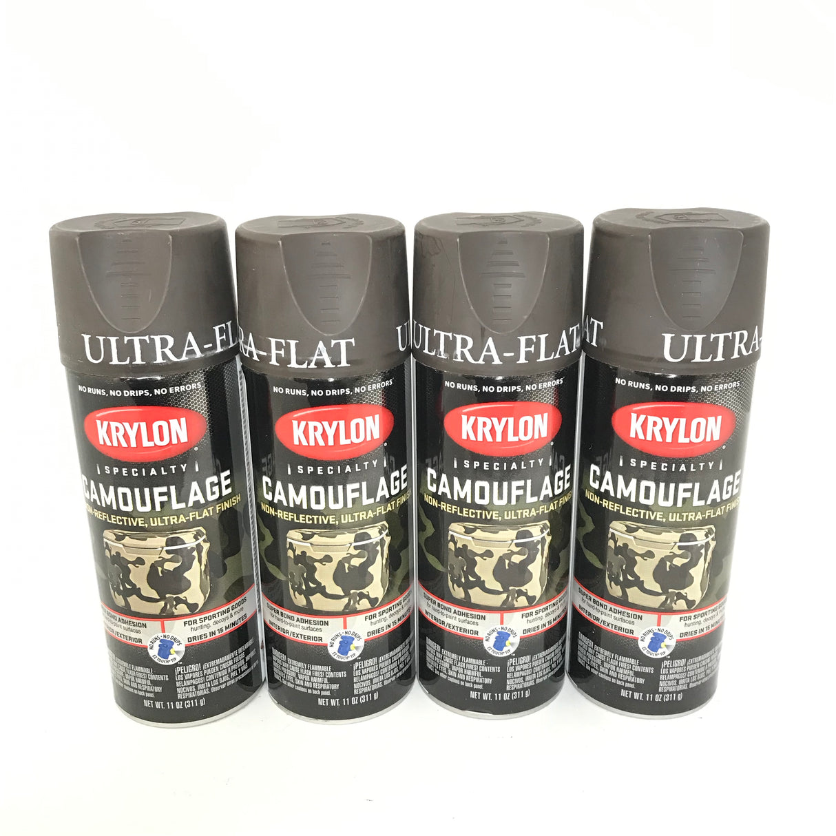 KRYLON 4292-4 PACK BROWN Camouflage Non-Reflective Ultra-Flat Finish Spray Paint- 11oz