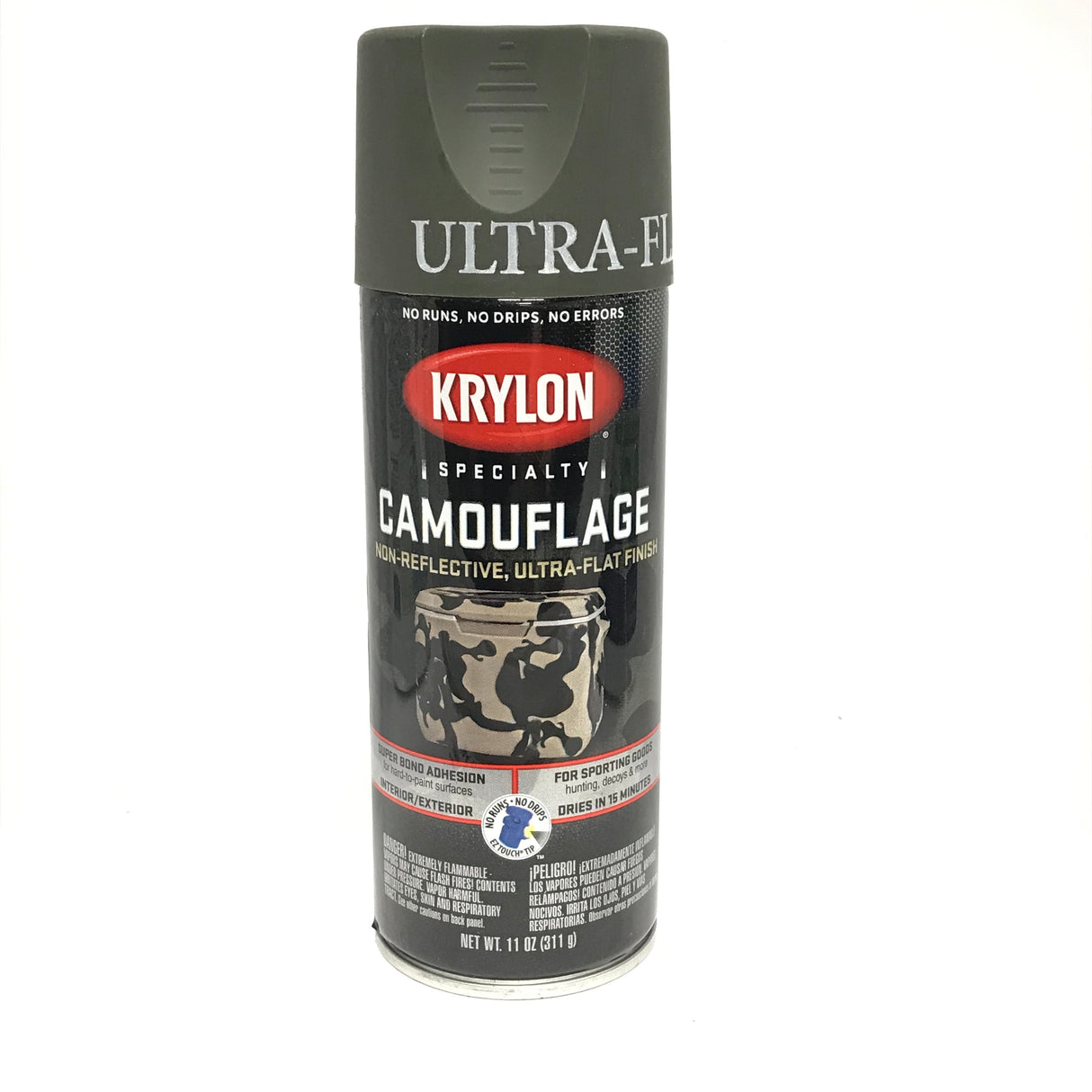 KRYLON 4293 OLIVE Camouflage Non-Reflective Ultra-Flat Finish Spray Paint- 11 oz Aerosol