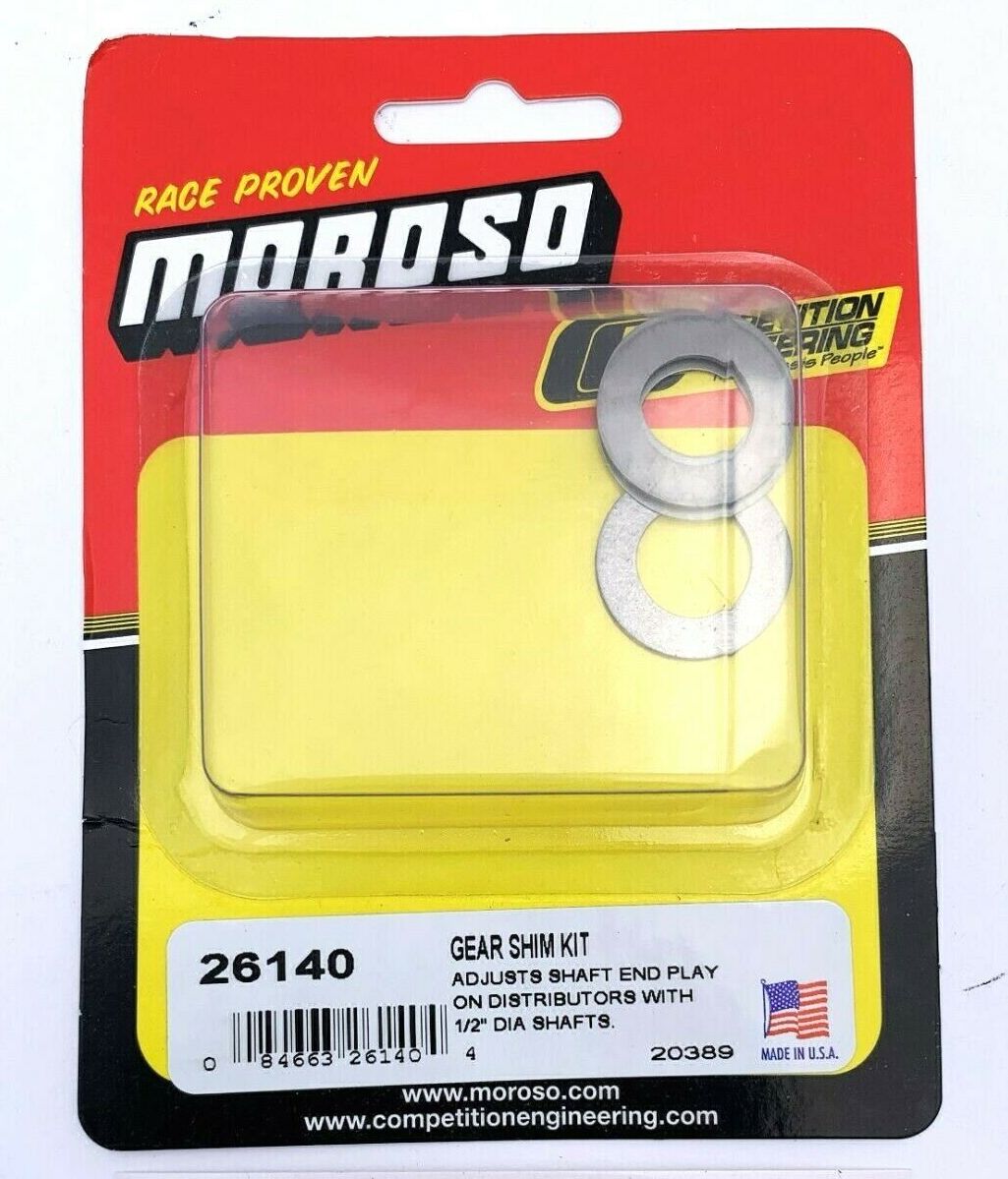 Moroso 26140 SBC BBC Distributor Gear Shim Kit adjusts shaft end play on distributors-1/2"