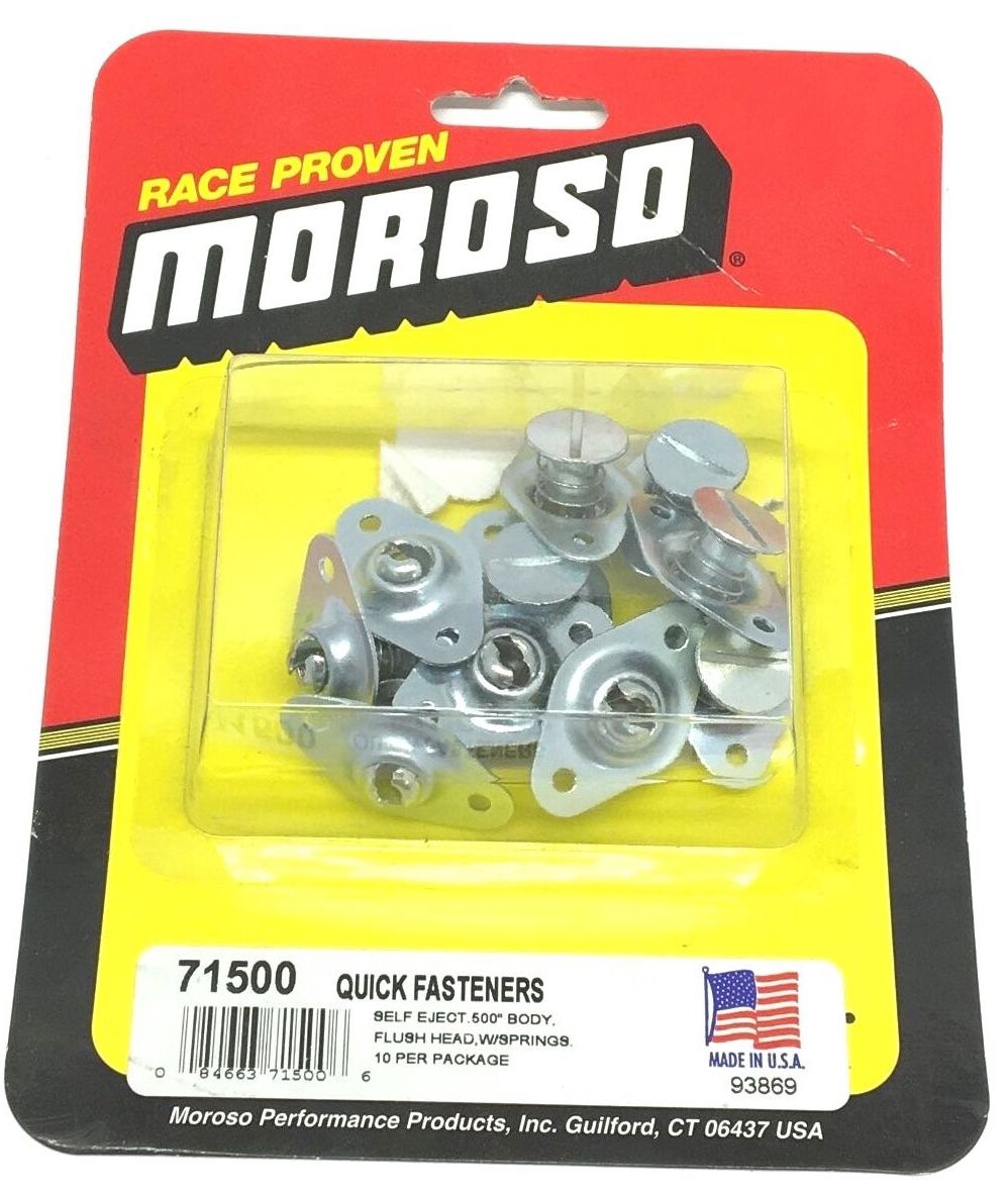 Moroso 71500 Self Eject Quick Fasteners, .50" Body, Flush Head w/ Springs - 10 pkg