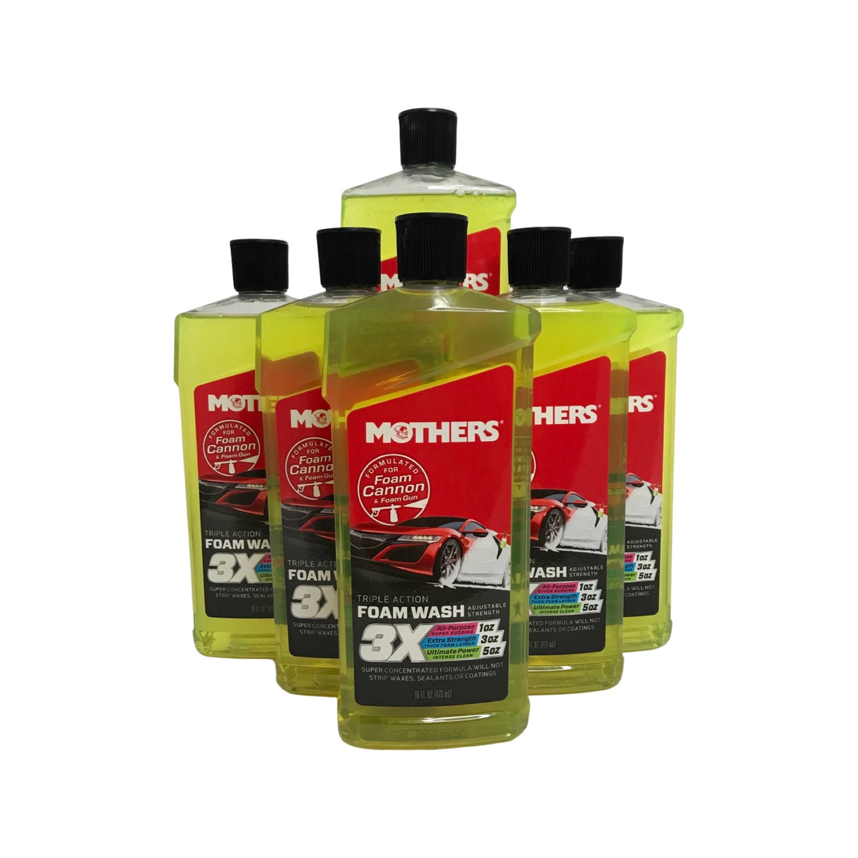 Mothers 05616 (6) Triple Action Foam Wash (16 oz)-Car Detailing Soap Concentrate