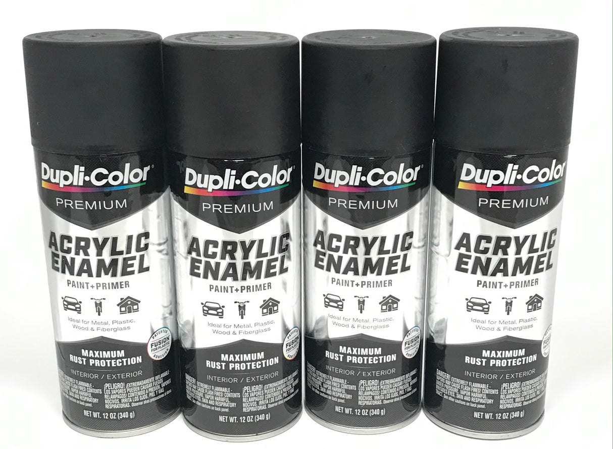 Duplicolor PAE101-4 PACK SEMI-GLOSS BLACK Premium Acrylic Enamel - Max Rust Protection - 12oz