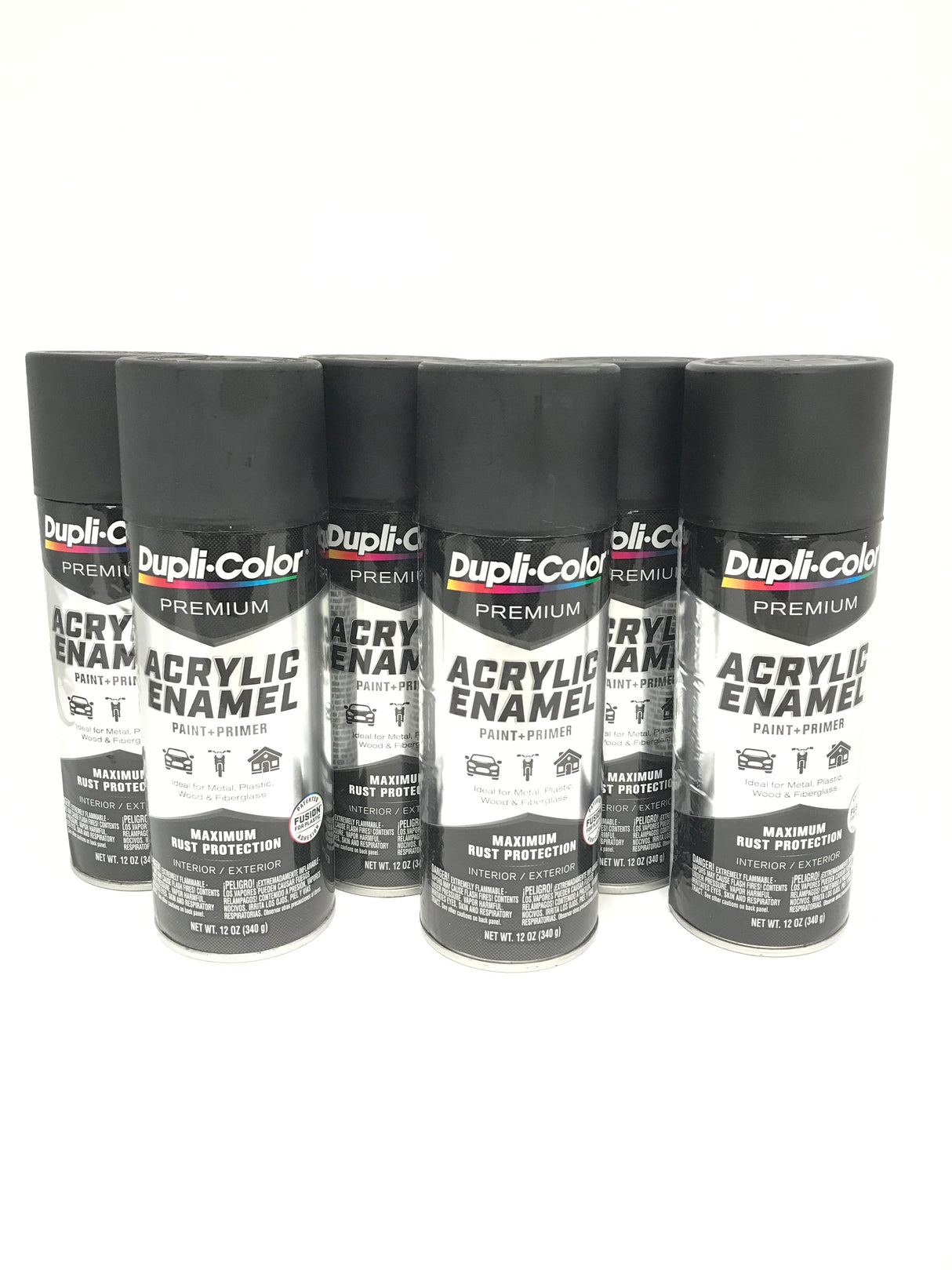 Duplicolor PAE101-6 PACK SEMI-GLOSS BLACK Premium Acrylic Enamel - Max Rust Protection - 12oz