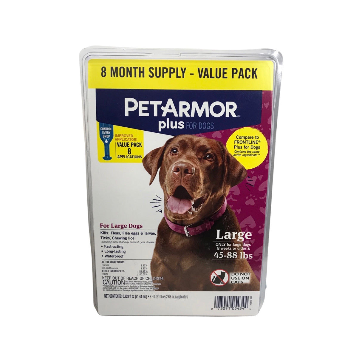 PetArmor Plus Flea and Tick Protection for Dogs 45 to 88 lbs - Pack of 8