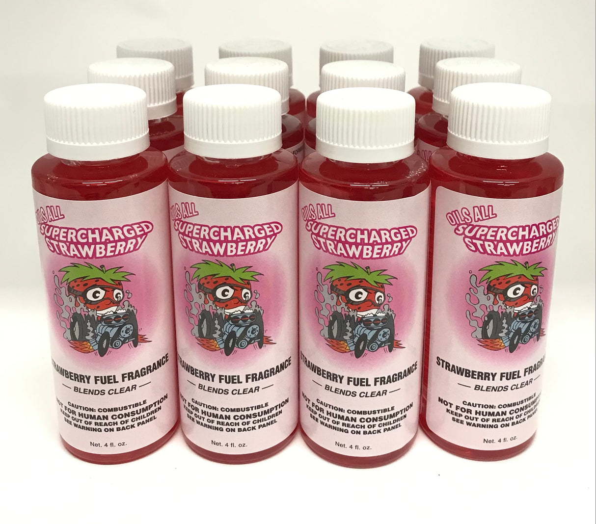 Power Plus Lubricants-12 PACK STRAWBERRY Fuel Fragrance for Car, Motorcycle, ATV, IMCA - 4 fl oz