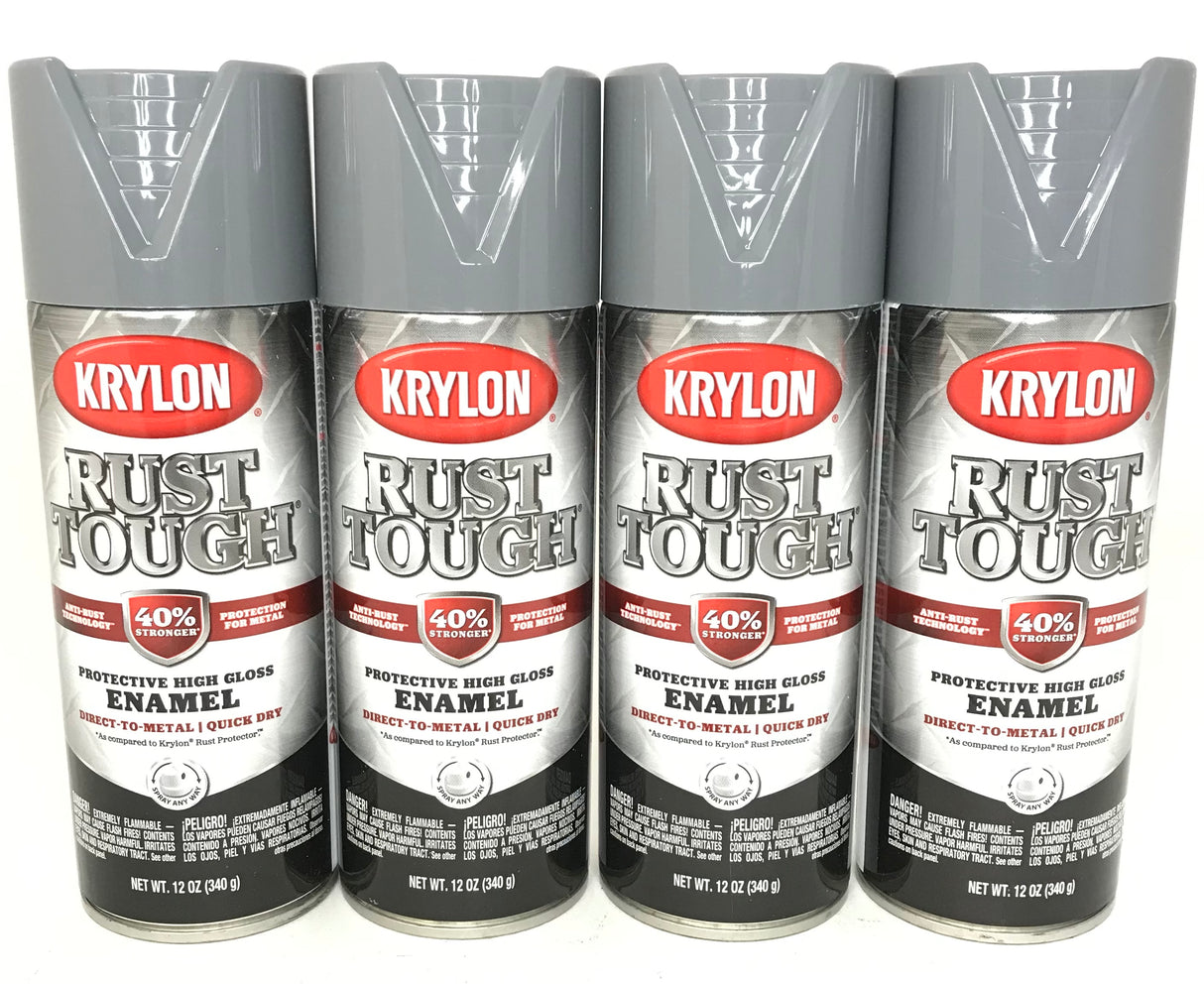 KRYLON RTA9206 Rust Tough GLOSS Battleship Gray Primer - Max Protection - Quick Dry - 4 PACK