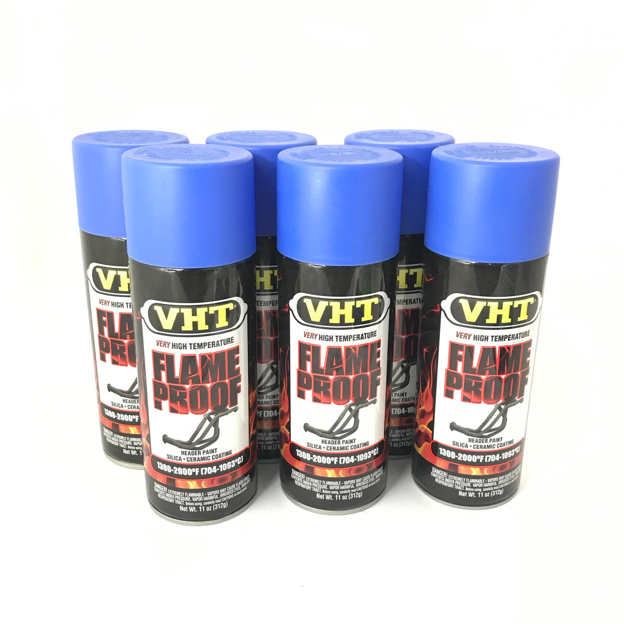 VHT SP110-6 PACK High Temperature Flame Proof FLAT BLUE Header Spray Paint - 11oz